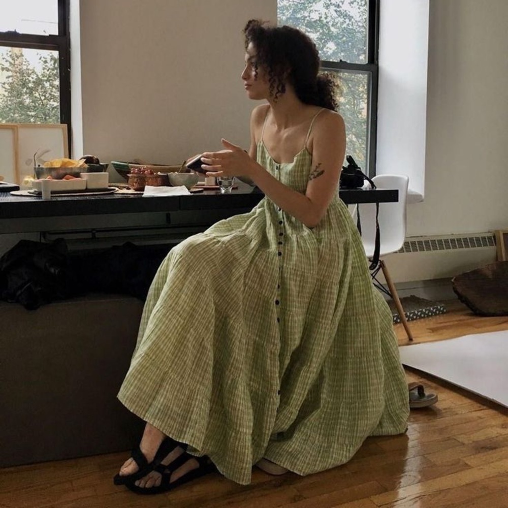 Ajaie Alaie Baila Dress - Gingham Wasabi